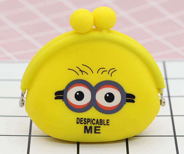 便攜矽膠錢包，卡扣矽膠零錢包，小黃人零錢包